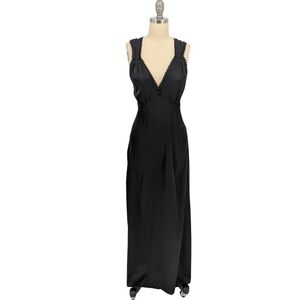 NEW Zara Lingerie Satin Maxi Slip Dress Black size Small goth victorian bohemian